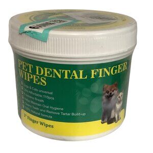 Pet Dental Finger Wipes 110pcs Dogs & Cats Universal Fresh Breath‎ Oral Hygiene